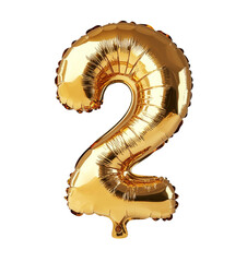 Helium golden balloon number five 2 isolated on transparent background