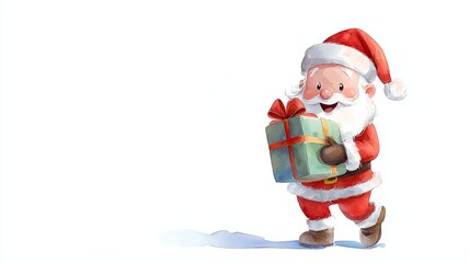 Obraz premium Cheerful Santa Claus Carrying Giant Present with Joyful Expression