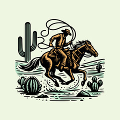 Fototapeta premium Western Cowboy riding a galloping horse