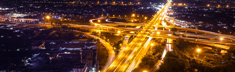 Expressway top view, Road traffic an important infrastructure, Urban cityscape concept or abstract of advanced innovation, financial technology, energy power, expressway