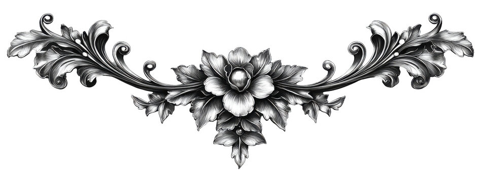 Elegant Silver Floral Ornament Vintage Baroque Design Scrollwork Decorative Frame