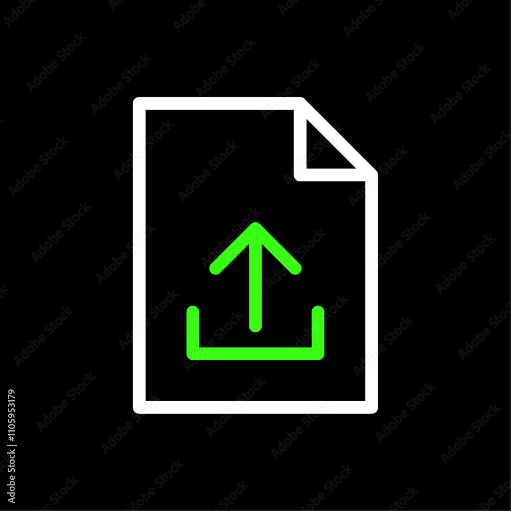 Poster file upload, document export vector icon in line style design for website, app, ui, isolated on blac