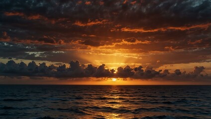 Dramatic sunset over the ocean.