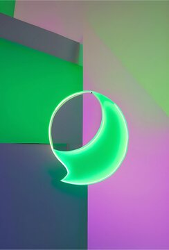 neon green moon geometric