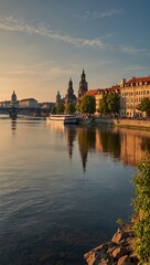 Obraz premium Dresden cityscape along the Elbe River.