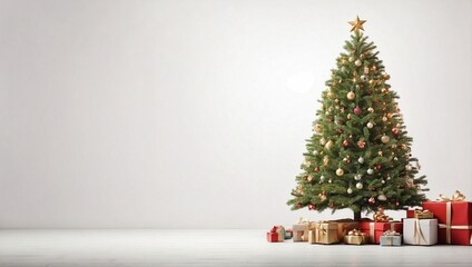  A Christmas tree without gifts on white