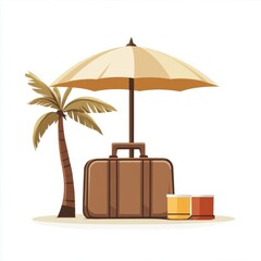 Beach Vacation Suitcase and Drinks