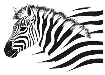 Elegant Zebra Head Profile Dark Stripes Wildlife Art Animal Portrait