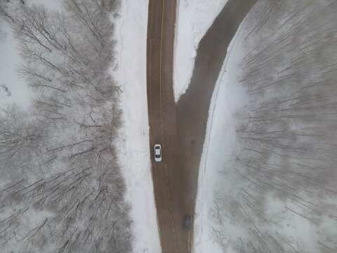 Kartepe Ski Center Drone Photo, Winter Season Kartepe Kocaeli, Izmit Turkiye (Turkey)