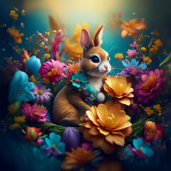 easter bunny and easter eggs