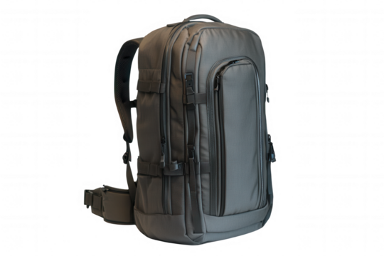 This versatile gray backpack features a sleek, modern design with multiple compartments for organization. It is suitable for travel, work, or everyday use, providing a practical solution for carrying 