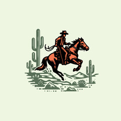 Western Cowboy riding a galloping horse