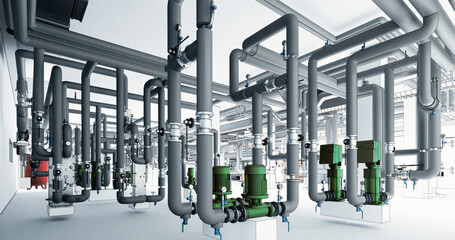 Conceptual visualization of drawing style of utilities at BIM technology