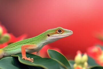 Fototapeta premium Crested Anoles Fighting-6202. Beautiful simple AI generated image