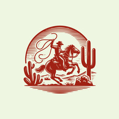 Western Cowboy riding a galloping horse