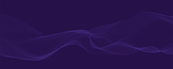 Purple background with flowing wavy lines. Futuristic technology concept.