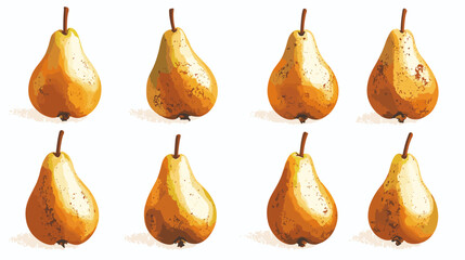 Set of pear fruit watercolor isolated clipart pears on white background. Vector fruits illustration