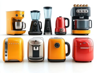 A set of various kitchen appliances popular that are often encountered in everyday life 