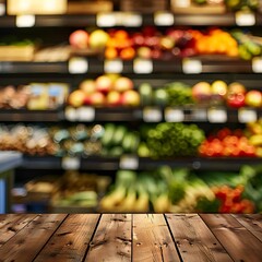 Fototapeta premium Empty wooden table with christmas theme in background, Warm Glow: A Cozy Evening at a Wooden Table