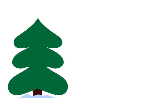 Woods, pine tree, fir, Christmas tree with snow. Colorful, flat vector illustration on transparent background. Vertical layout perfect for social media, card, banner or article. 