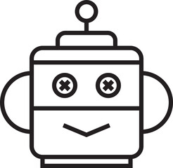 Robot Head Line Icon