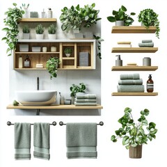 A set of various (Bathroom Decor Set) in full detail, isolated on a transparent background.