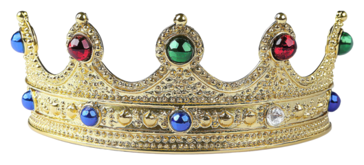 Gold King Crown with Colorful Jewels Royalty Majesty Headwear