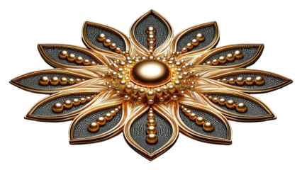Luxury gold floral ornament mandala design 3d render jewel transparent background