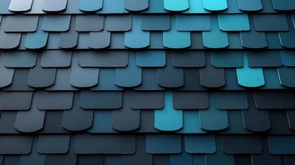 Naklejka premium Textured Blue and Green Roof Shingles in Overlapping Pattern