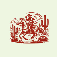 Western Cowboy riding a galloping horse