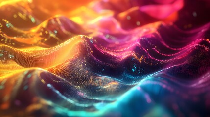 Abstract Colorful Waves of Digital Data