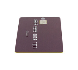 plastic card, credit card, with chip, isolated from background	