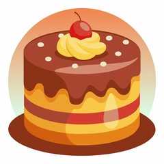 chocolate cake with cherry vector illlustration