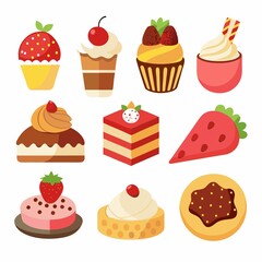 set of cakes and sweets vector illlustration