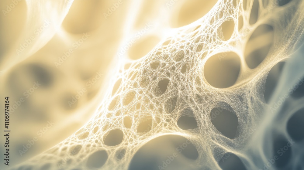 Poster intricate weblike structure glowing softly yellowish