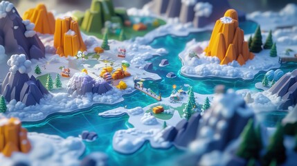 Low Poly Winter Landscape Miniature Scene