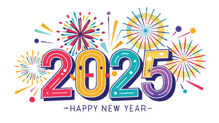 Happy New Year 2025 Fireworks Vector - Festive Graphics for Celebrations