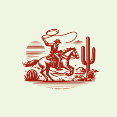 Western Cowboy riding a galloping horse