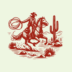 Western Cowboy riding horse