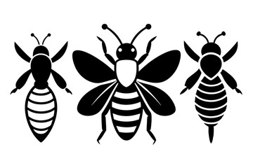 Bee Vector Silhouette Illustration,Honey bee set logo icon vector silhouette isolated.