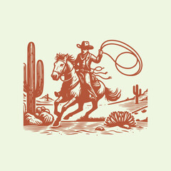 Western Cowboy riding a galloping horse