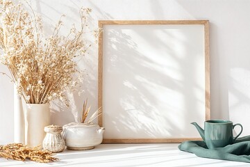 Stylish mockup of a framed artwork on display.