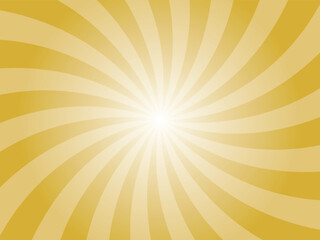 Obraz premium Metallic gold yellow sunburst background. Radial retro glowing rays banner. Abstract retro whirlwind starburst vector abstract background. Twisted radial illustration.