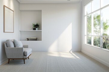 Bright, empty room with modern decor.