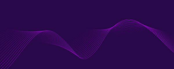 Purple background with flowing wavy lines. Futuristic technology concept.