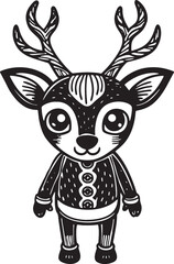 playful deer cartoon silhouette vector art featuring a whimsical and minimalist design, perfect for nature-themed projects and children’s illustrations.
