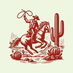 Western Cowboy riding a galloping horse