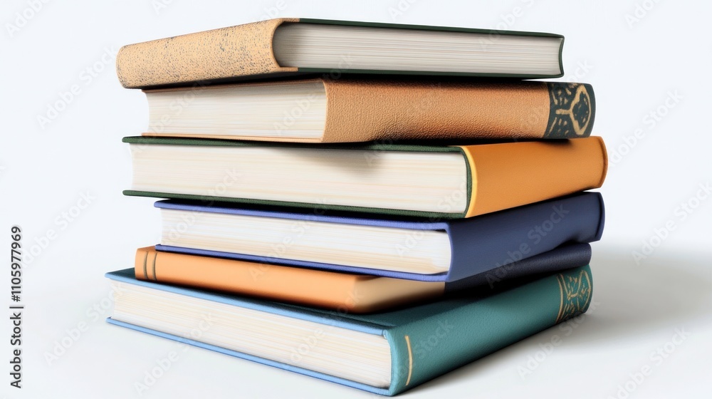 Poster A Stack of Colorful Books Resting on a White Surface