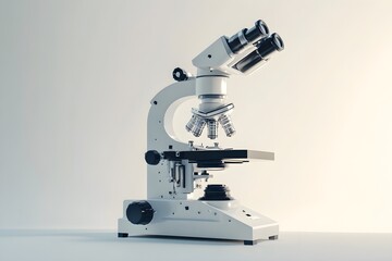 high-tech laboratory microscope on a pure white background