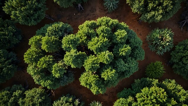 Drone view of Xanthostemon tree in Australia.